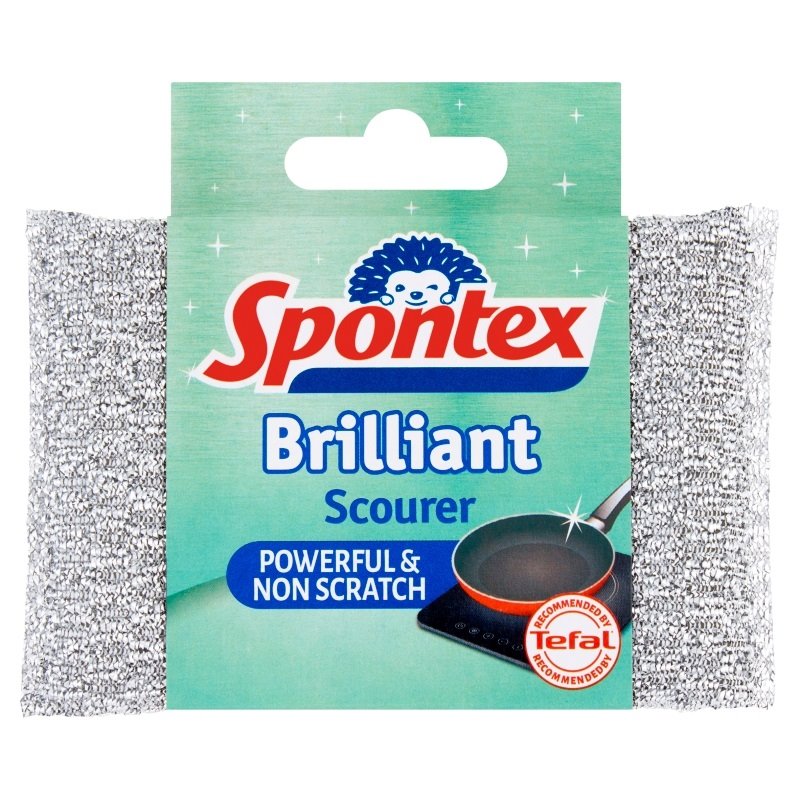 Spontex Brilliant Scourer is krachtig, niet kras en gemakkelijk te spoelen