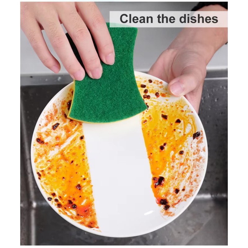 Wat is een gele spons met groene scrubber in China?